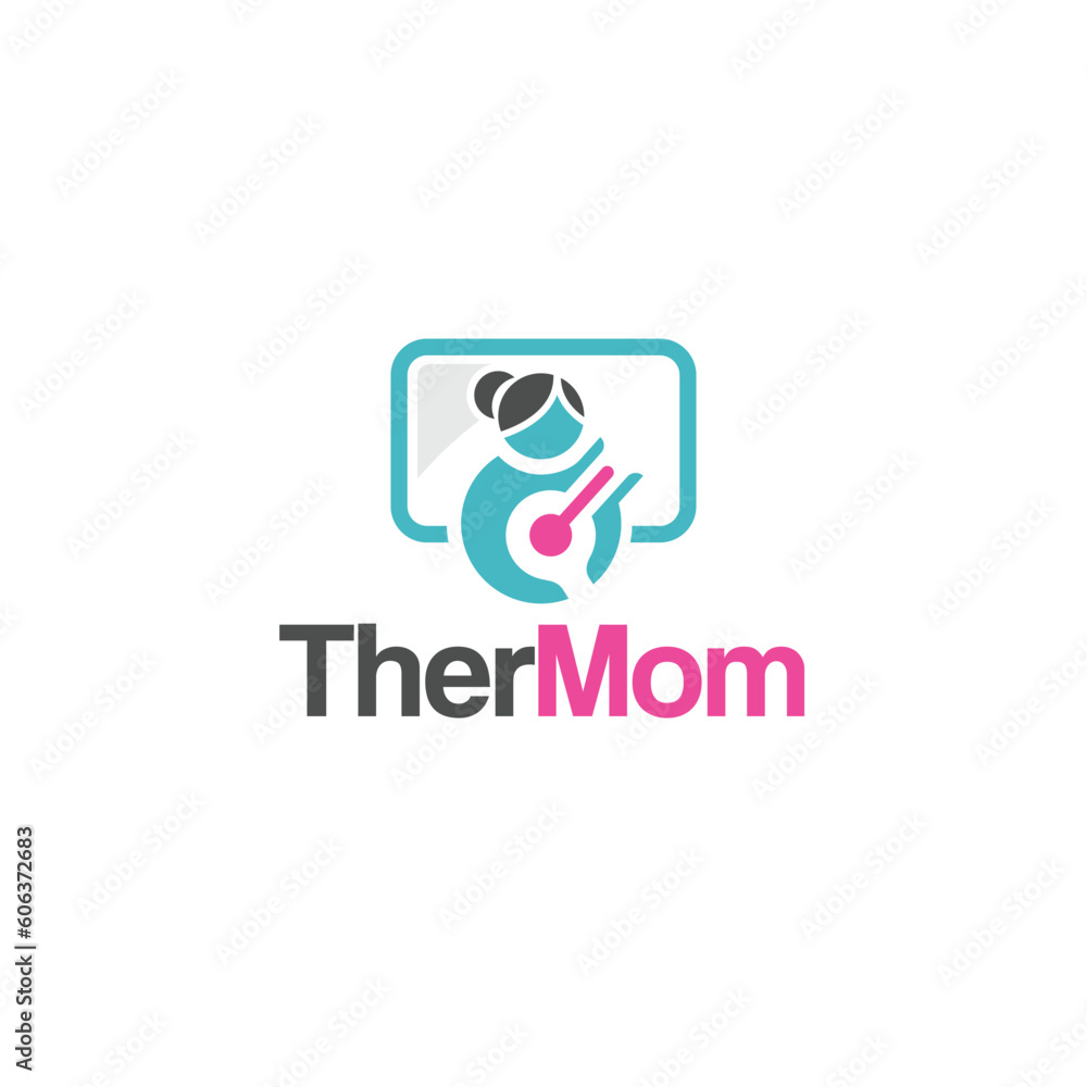 Modern Colorful thermometer Mother logo design