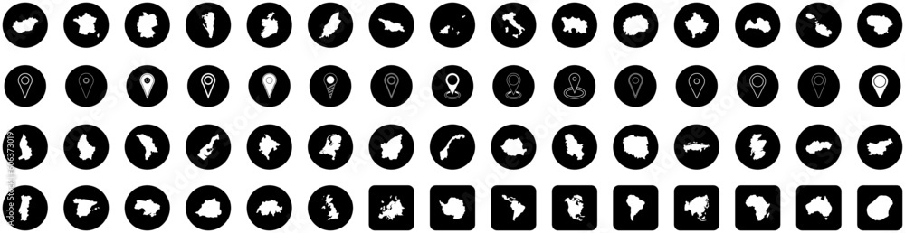 Set Of Location Icons Isolated Silhouette Solid Icon With Sign, Place, Icon, Design, Pin, Symbol, Location Infographic Simple Vector Illustration Logo Set Of Location Icons Isolated Silhouette Solid Icon With Sign, Place, Icon, Design, Pin, Symbol, Location Infographic Simple Vector Illustration Logo