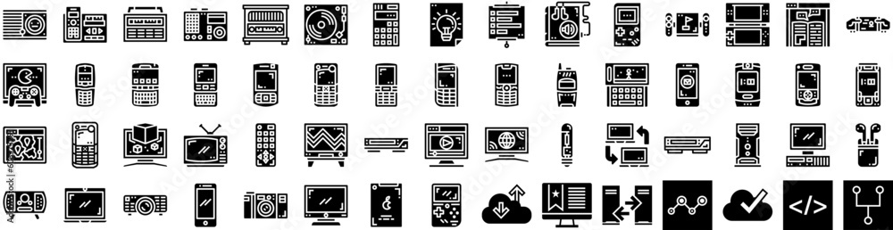 Set Of Technology Icons Isolated Silhouette Solid Icon With Data, Technology, Network, Abstract, Digital, Tech, Concept Infographic Simple Vector Illustration Logo Set Of Technology Icons Isolated Silhouette Solid Icon With Data, Technology, Network, Abstract, Digital, Tech, Concept Infographic Simple Vector Illustration Logo