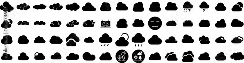 Set Of Cloudy Icons Isolated Silhouette Solid Icon With Background, Cloudy, Blue, Weather, Sky, Nature, Cloud Infographic Simple Vector Illustration Logo