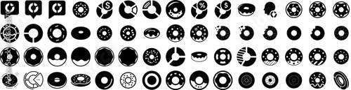 Set Of Donut Icons Isolated Silhouette Solid Icon With Donut  Cake  Glazed  Sweet  Bakery  Food  Dessert Infographic Simple Vector Illustration Logo