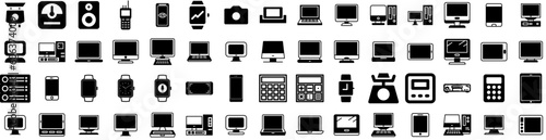 Set Of Gadget Icons Isolated Silhouette Solid Icon With Electronic, Computer, Equipment, Device, Gadget, Digital, Technology Infographic Simple Vector Illustration Logo