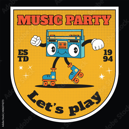 Walking Retro Stereo Cartoon Character