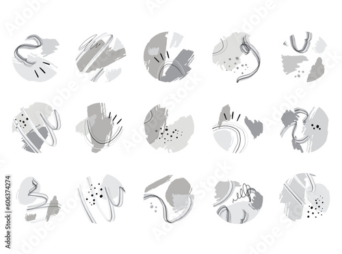Round texture and abstract icons for social media story. Set of various vector highlight covers. Trendy backgrounds. Stories highlights backgrounds for lifestyle, travel and beauty bloggers.