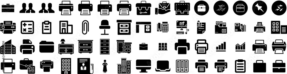 Set Of Office Icons Isolated Silhouette Solid Icon With Table, Office, Modern, Business, Desk, Work, Computer Infographic Simple Vector Illustration Logo Set Of Office Icons Isolated Silhouette Solid Icon With Table, Office, Modern, Business, Desk, Work, Computer Infographic Simple Vector Illustration Logo