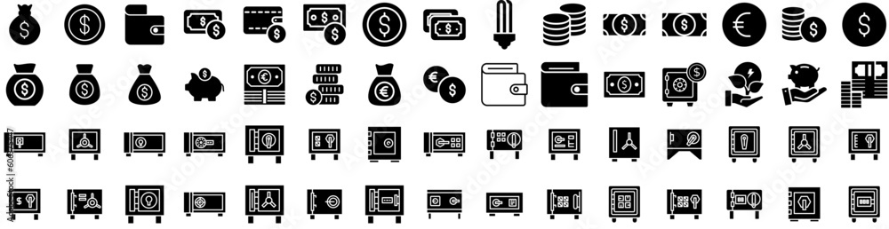 Set Of Saving Icons Isolated Silhouette Solid Icon With Business, Money, Finance, Save, Icon, Illustration, Vector Infographic Simple Vector Illustration Logo Set Of Saving Icons Isolated Silhouette Solid Icon With Business, Money, Finance, Save, Icon, Illustration, Vector Infographic Simple Vector Illustration Logo