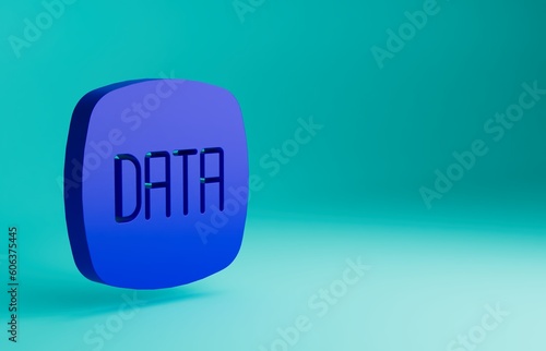 Blue Data analysis icon isolated on blue background. Business data analysis process, statistics. Charts and diagrams. Minimalism concept. 3D render illustration