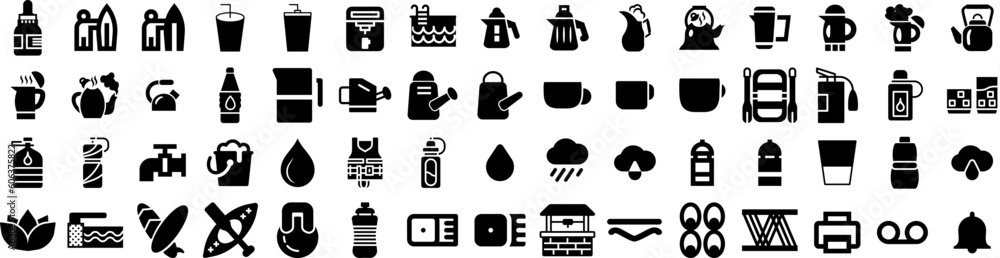 Set Of Water Icons Isolated Silhouette Solid Icon With Transparent, Blue, Clean, Background, Nature, Water, Liquid Infographic Simple Vector Illustration Logo Set Of Water Icons Isolated Silhouette Solid Icon With Transparent, Blue, Clean, Background, Nature, Water, Liquid Infographic Simple Vector Illustration Logo