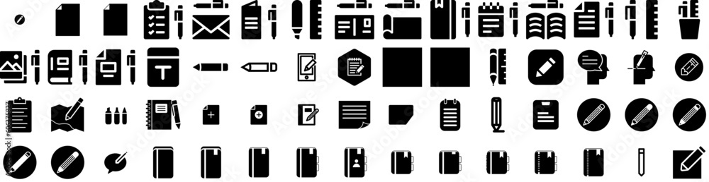 Set Of Write Icons Isolated Silhouette Solid Icon With Paper, Education, Writer, Office, Business, Pen, Write Infographic Simple Vector Illustration Logo Set Of Write Icons Isolated Silhouette Solid Icon With Paper, Education, Writer, Office, Business, Pen, Write Infographic Simple Vector Illustration Logo