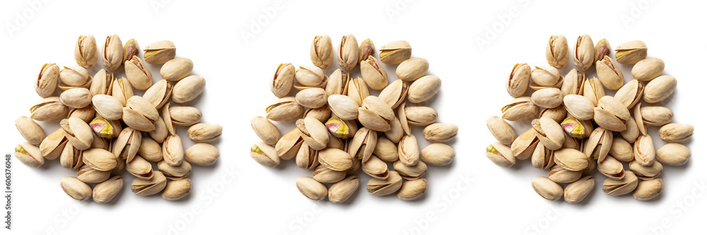 Close up of pistachios isolated on white Close up of pistachios isolated on white