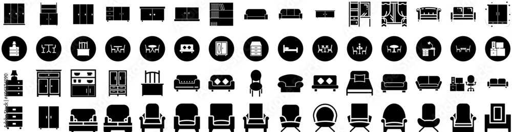Set Of Furniture Icons Isolated Silhouette Solid Icon With Home, Living, Design, Table, Interior, Room, Furniture Infographic Simple Vector Illustration Logo Set Of Furniture Icons Isolated Silhouette Solid Icon With Home, Living, Design, Table, Interior, Room, Furniture Infographic Simple Vector Illustration Logo