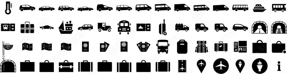 Set Of Travel Icons Isolated Silhouette Solid Icon With Journey, Holiday, Vacation, Tourism, Airplane, Travel, Trip Infographic Simple Vector Illustration Logo Set Of Travel Icons Isolated Silhouette Solid Icon With Journey, Holiday, Vacation, Tourism, Airplane, Travel, Trip Infographic Simple Vector Illustration Logo