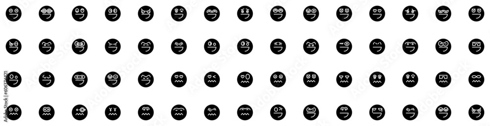 Set Of Emoji Icons Isolated Silhouette Solid Icon With Sign, Icon, Emoticon, Vector, Isolated, Face, Symbol Infographic Simple Vector Illustration Logo Set Of Emoji Icons Isolated Silhouette Solid Icon With Sign, Icon, Emoticon, Vector, Isolated, Face, Symbol Infographic Simple Vector Illustration Logo