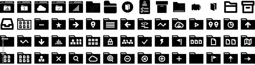 Set Of Folder Icons Isolated Silhouette Solid Icon With Open, Document, Paper, Folder, Business, File, Illustration Infographic Simple Vector Illustration Logo Set Of Folder Icons Isolated Silhouette Solid Icon With Open, Document, Paper, Folder, Business, File, Illustration Infographic Simple Vector Illustration Logo