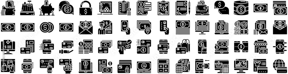 Set Of Finance Icons Isolated Silhouette Solid Icon With Investment, Finance, Economy, Business, Money, Growth, Financial Infographic Simple Vector Illustration Logo Set Of Finance Icons Isolated Silhouette Solid Icon With Investment, Finance, Economy, Business, Money, Growth, Financial Infographic Simple Vector Illustration Logo