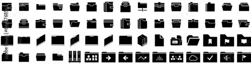 Set Of Archive Icons Isolated Silhouette Solid Icon With File, Business, Data, Archive, Office, Document, Storage Infographic Simple Vector Illustration Logo