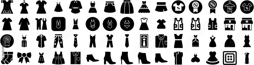 Set Of Dress Icons Isolated Silhouette Solid Icon With Clothes, Female, Style, Dress, Girl, Woman, Fashion Infographic Simple Vector Illustration Logo Set Of Dress Icons Isolated Silhouette Solid Icon With Clothes, Female, Style, Dress, Girl, Woman, Fashion Infographic Simple Vector Illustration Logo
