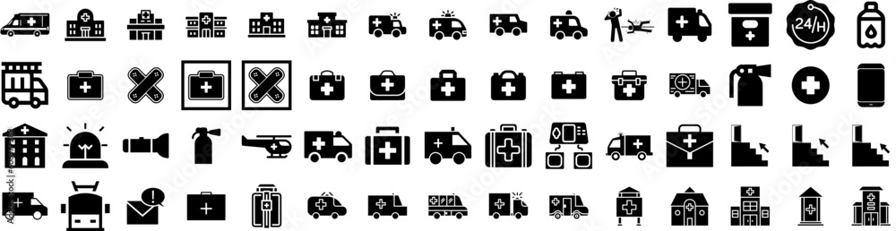 Set Of Emergency Icons Isolated Silhouette Solid Icon With Icon, Ambulance, Security, Illustration, Emergency, Safety, Urgency Infographic Simple Vector Illustration Logo Set Of Emergency Icons Isolated Silhouette Solid Icon With Icon, Ambulance, Security, Illustration, Emergency, Safety, Urgency Infographic Simple Vector Illustration Logo