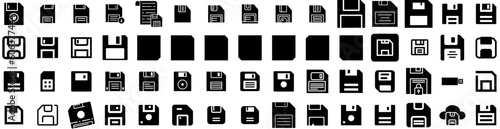 Set Of Floppy Icons Isolated Silhouette Solid Icon With Magnetic, Floppy, Disk, Diskette, Old, Technology, Computer Infographic Simple Vector Illustration Logo