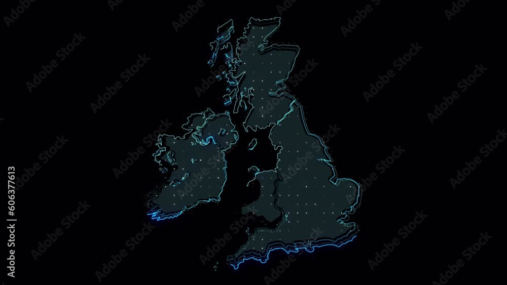 UK United Kingdom Map Shape Outline, Country Digital Contour UK United Kingdom Map Shape Outline, Country Digital Contour