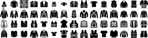 Set Of Jacket Icons Isolated Silhouette Solid Icon With Fashion  Clothes  Template  Textile  Wear  Isolated  Illustration Infographic Simple Vector Illustration Logo
