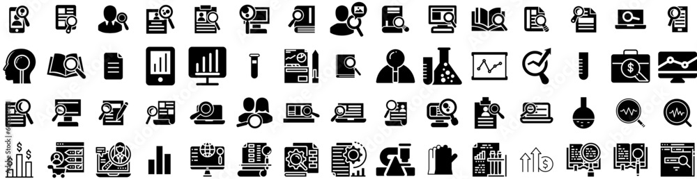 Set Of Research Icons Isolated Silhouette Solid Icon With Analysis, Technology, Science, Research, Medical, Laboratory, Medicine Infographic Simple Vector Illustration Logo Set Of Research Icons Isolated Silhouette Solid Icon With Analysis, Technology, Science, Research, Medical, Laboratory, Medicine Infographic Simple Vector Illustration Logo