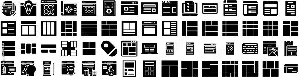 Set Of Template Icons Isolated Silhouette Solid Icon With Graphic, Business, Template, Layout, Design, Banner, Flyer Infographic Simple Vector Illustration Logo Set Of Template Icons Isolated Silhouette Solid Icon With Graphic, Business, Template, Layout, Design, Banner, Flyer Infographic Simple Vector Illustration Logo