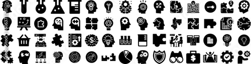 Set Of Solution Icons Isolated Silhouette Solid Icon With Solution, Technology, Innovation, Business, Idea, Concept, Symbol Infographic Simple Vector Illustration Logo
