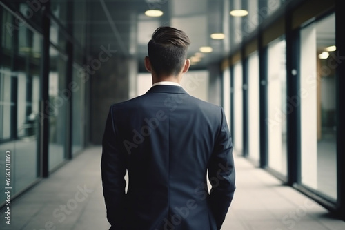 rear view of stylish businessman in suit