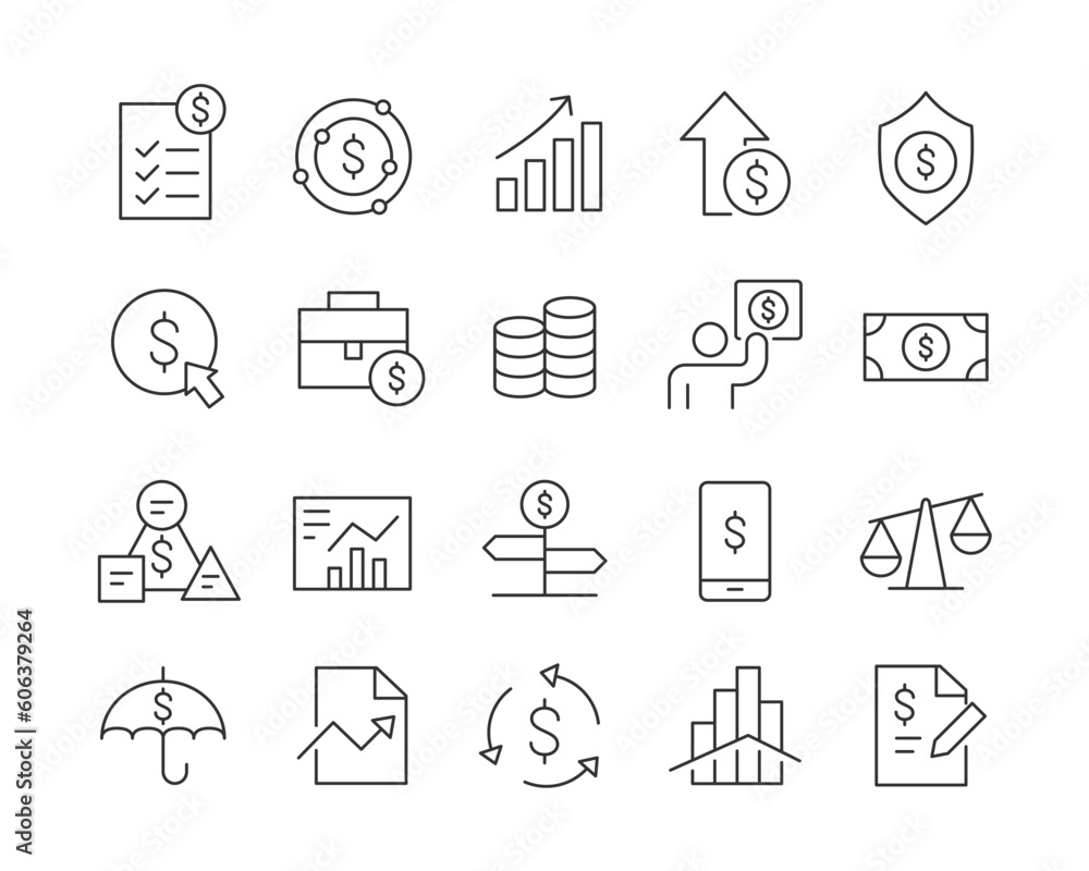 Investment Icons - Vector Line. Editable Stroke. Investment Icons - Vector Line. Editable Stroke.