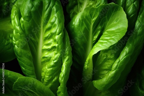 close-up view of Romaine lettuce leaves with visible veins