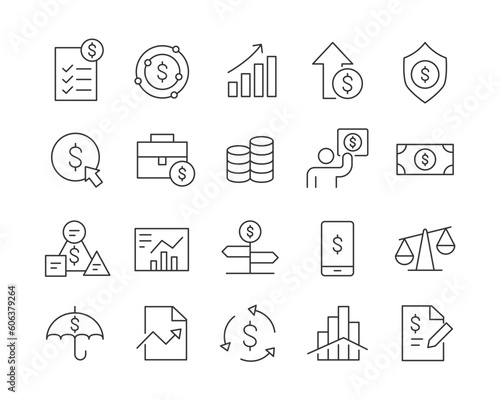 Investment Icons - Vector Line. Editable Stroke.