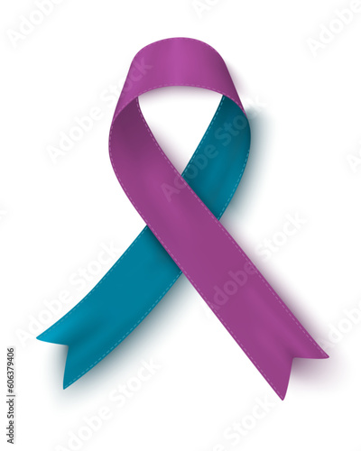 Green-purple ribbon on a white background.The International Last Day of Suicide Victims is celebrated every year in November.Vector illustration.