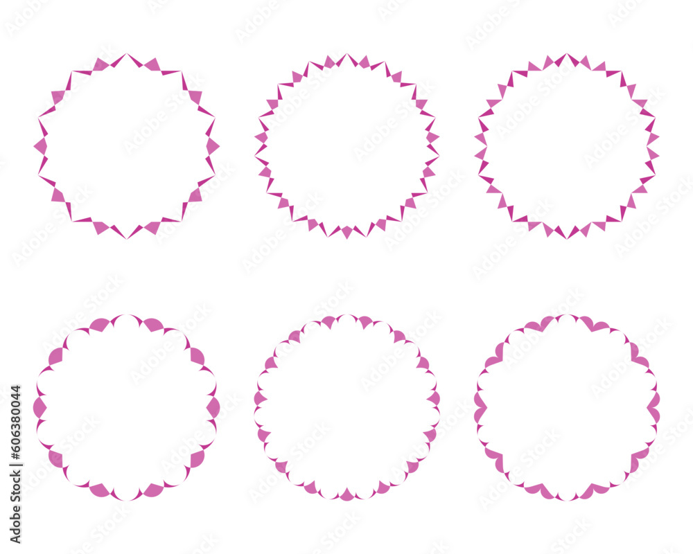 Set of cute pink frames – Simple isolated pink outlines – Decorative borders for elegant designs 