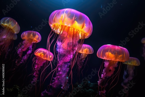 Dance of a Jellyfish Bloom Underwater