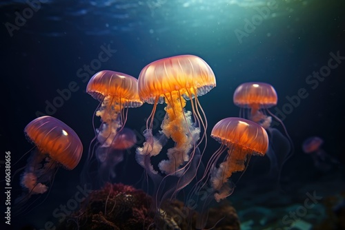 Graceful Movement of an Underwater Jellyfish Bloom
