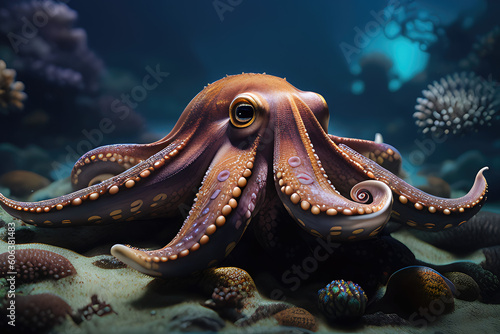 big octopus in the sea, concept Animals, generative ai