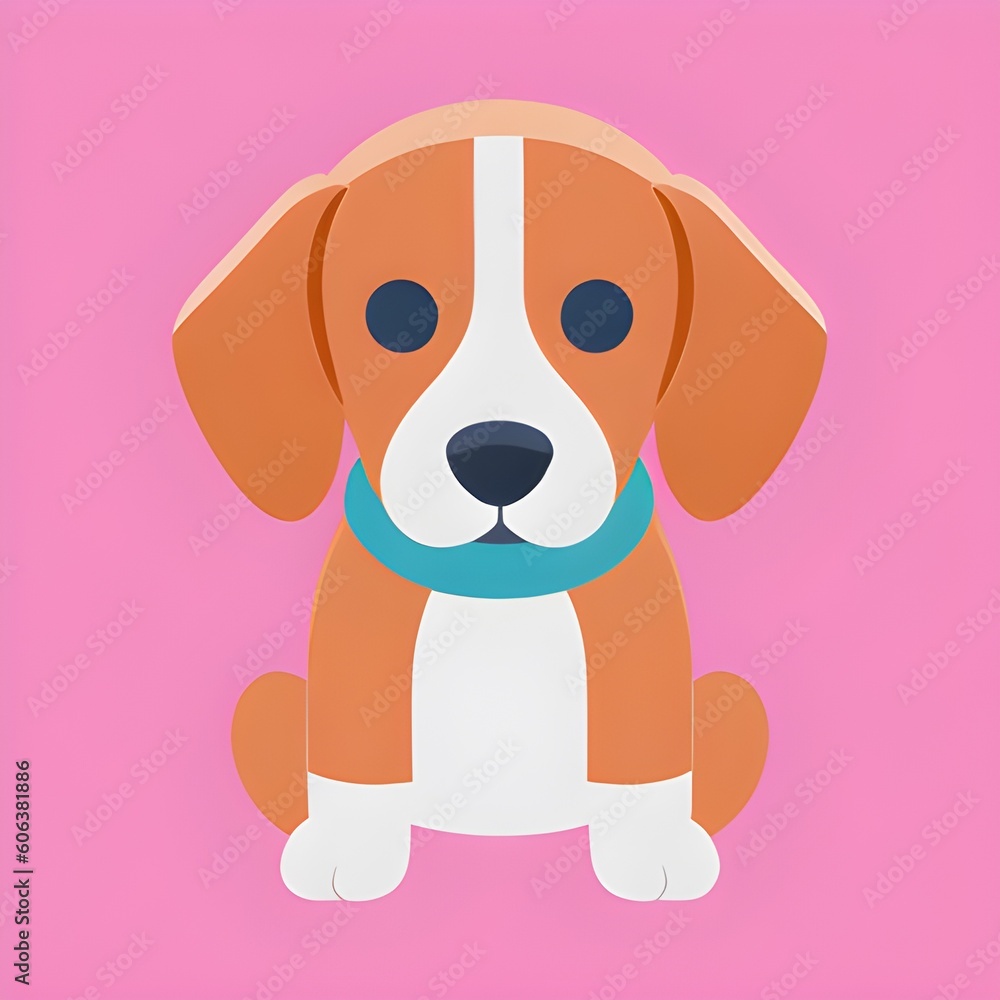 beagle cartoon illustration in pink background beagle cartoon illustration in pink background