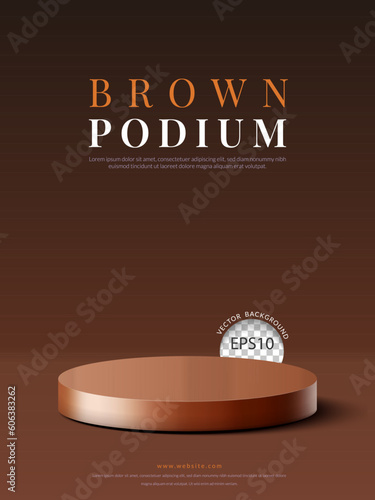 Brown podium on a brown background, for product display. Vector illustration
