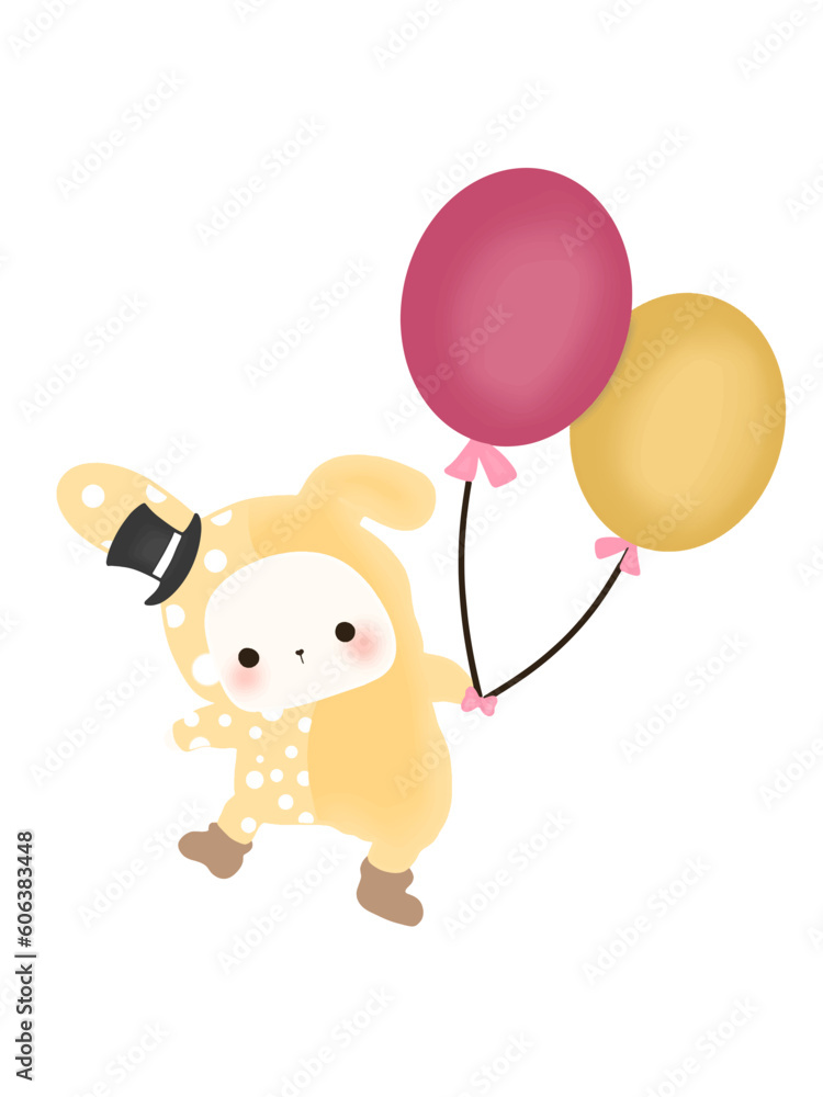 Cute rabbit and balloon,Happy rabbit,rabbit wearing cute suit Cute rabbit and balloon,Happy rabbit,rabbit wearing cute suit