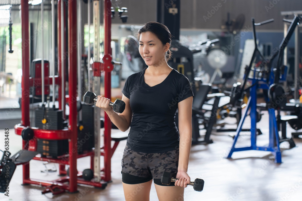 Asian woman exercising at the gym.Fitness and wellness concept. Asian woman exercising at the gym.Fitness and wellness concept.