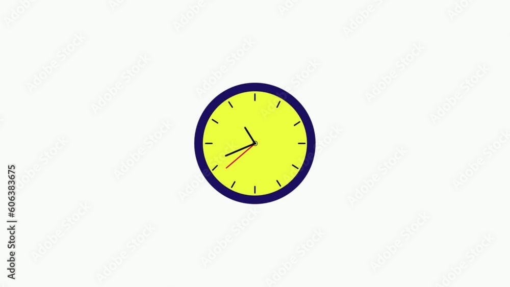 Yellow color clock animation with white and green background.4k motion graphic video Yellow color clock animation with white and green background.4k motion graphic video