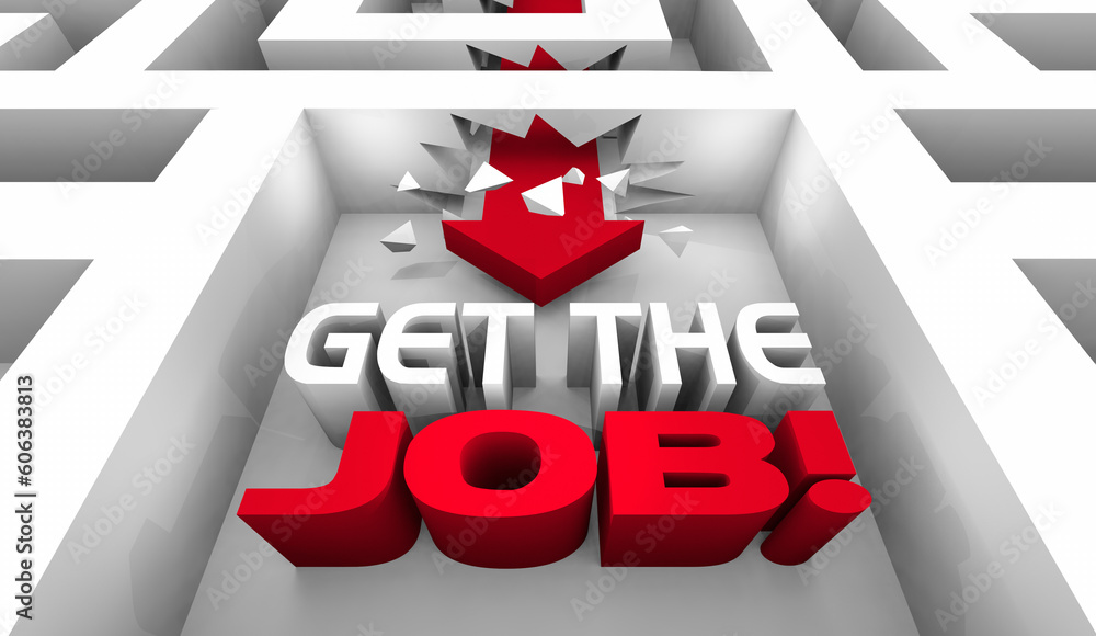 Get the Job Maze Challenge Obstacle Find New Work Opportunity 3d Illustration Get the Job Maze Challenge Obstacle Find New Work Opportunity 3d Illustration
