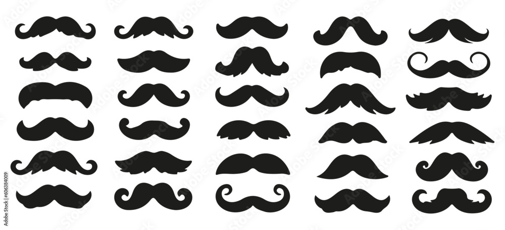 Set Of Mustache On White Background Set Of Mustache On White Background