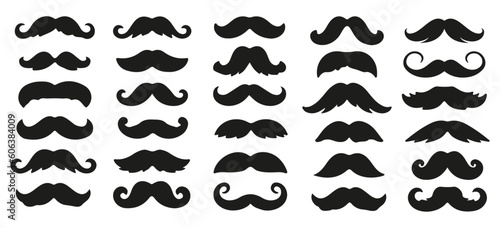 Set Of Mustache On White Background