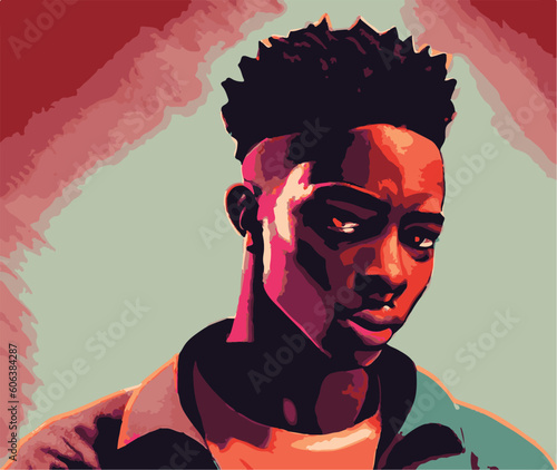 Portrait of a black young guy vector cmyk sketch