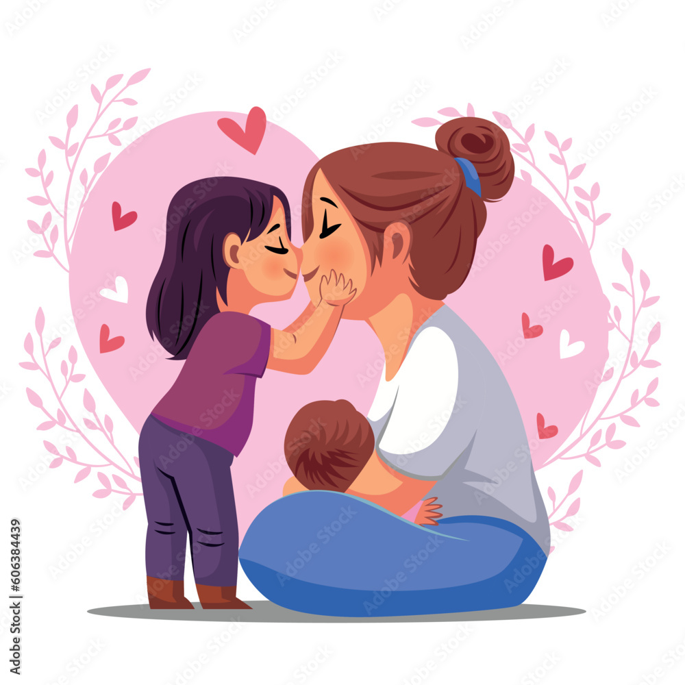 “Happy Mother's Day” vector illustration design of a mother's love for her child “Happy Mother's Day” vector illustration design of a mother's love for her child