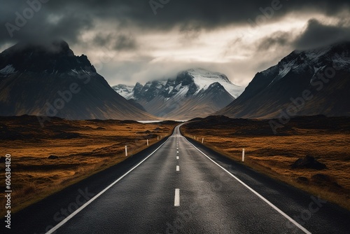 An Empty Road with Mountains in The Background