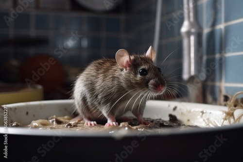 illustration, mouse in the kitchen, generative ai.