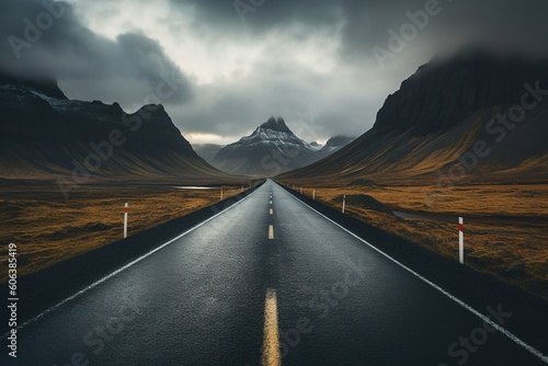 An Empty Road with Mountains in The Background